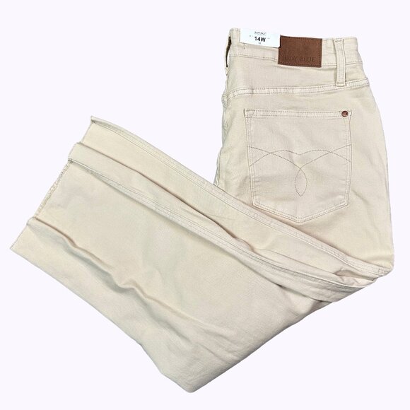 Judy Blue NWT White Cream Straight Leg Women's Garment Dyed Denim Jeans Size 14W - Picture 1 of 7